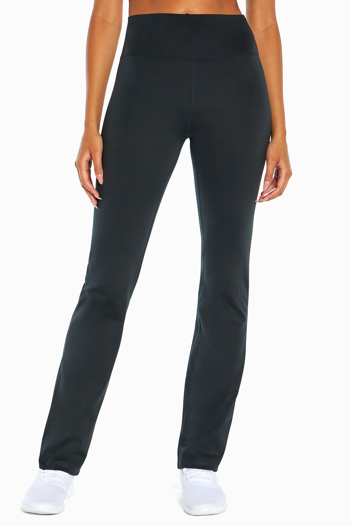 Balance Collection Barely Flare Pant, alternate angle view, showing visible design features and texture of the durable stretch fabric..