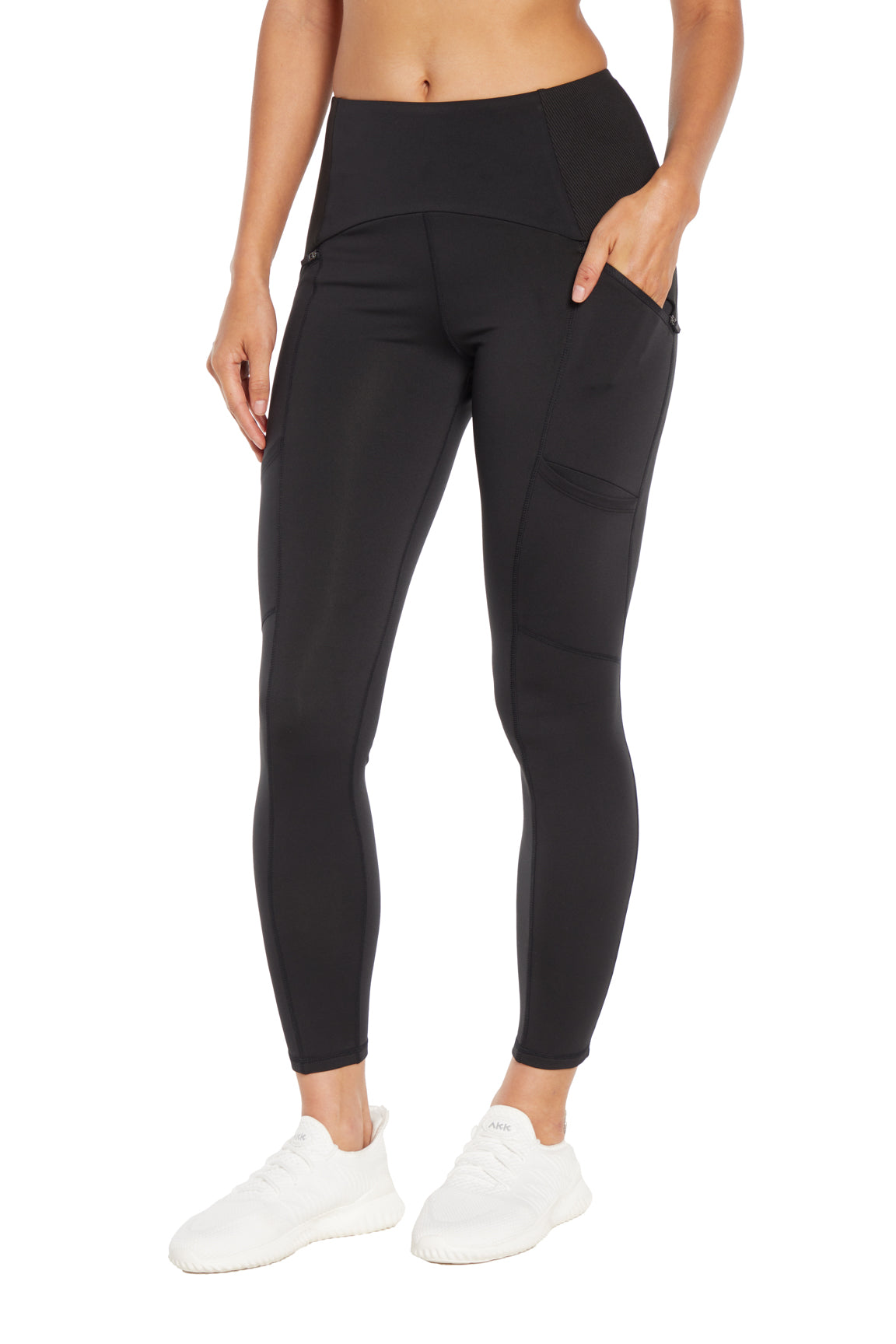 Jeanie Side Pocket Legging, alternate angle view, showing visible design features and texture of the stretch knit fabric..