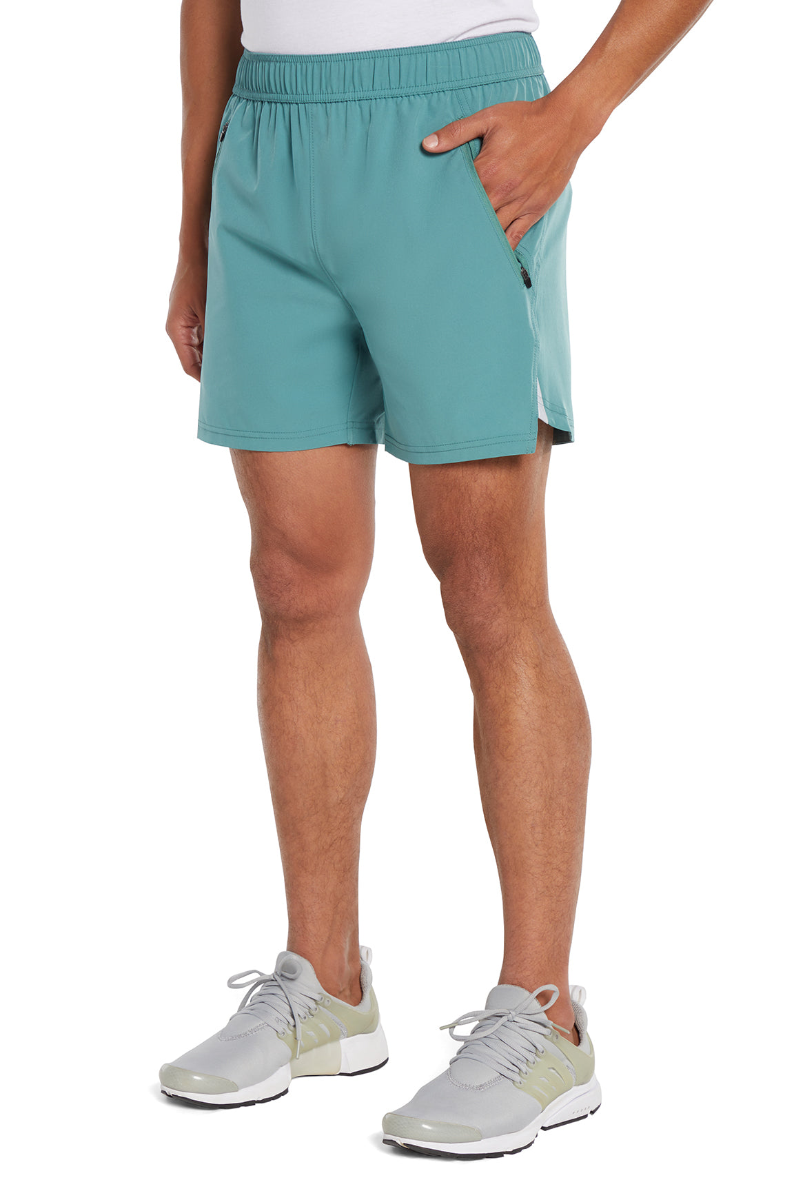 Balance Collection For Men Distance Short - Sagebrush Green, front view, showing visible design features and texture of the soft knit fabric..