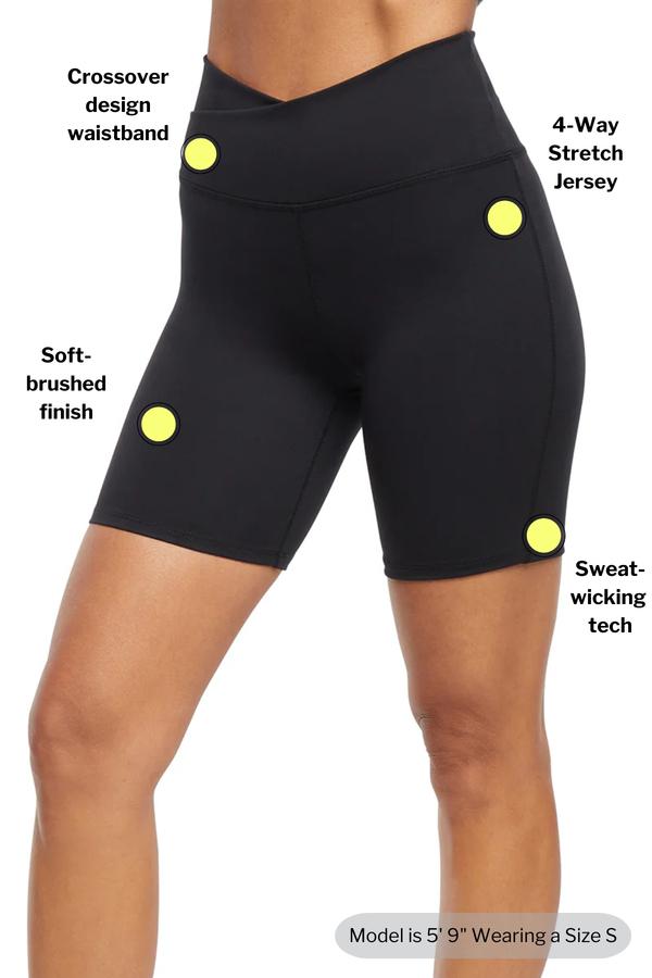 Lotus Zen Bermuda - Black, back view, showing visible design features and texture of the soft knit fabric..