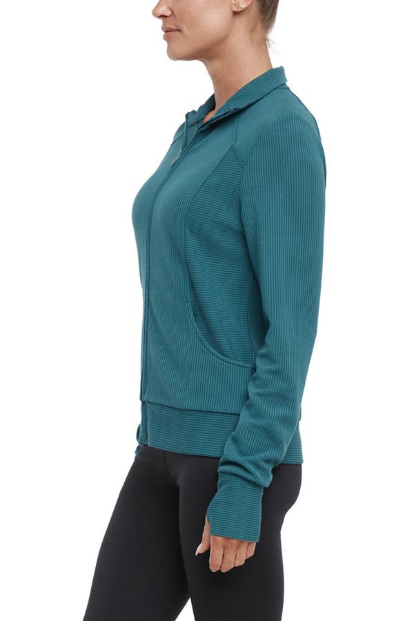 Paige Full Zip Jacket, alternate angle view, showing visible design features and texture of the smooth woven fabric..