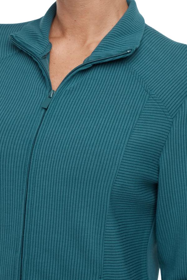 Paige Full Zip Jacket, close-up view of fabric and stitching, showing visible design features and texture of the smooth woven fabric..