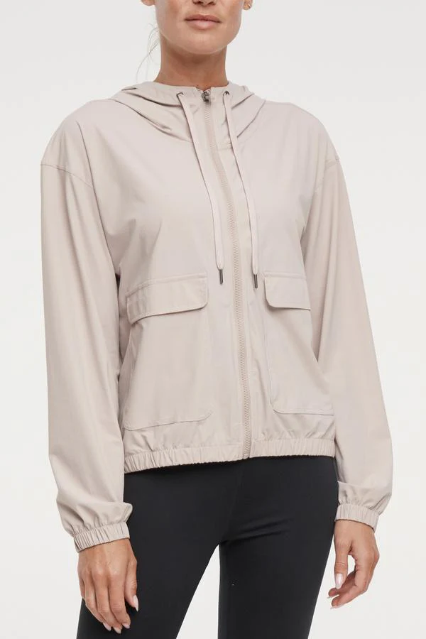 Nori Jacket, alternate angle view, showing visible design features and texture of the smooth woven fabric..