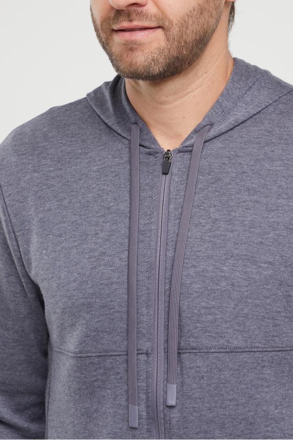 Balance Collection For Men Track Hoodie, alternate angle view, showing visible design features and texture of the soft fleece fabric..