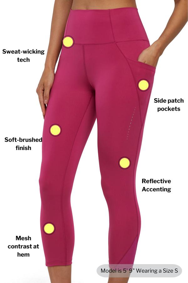 Jenny Side Pocket Mid Calf Capri - Cactus Flower, close-up view of fabric and stitching, showing visible design features and texture of the soft..