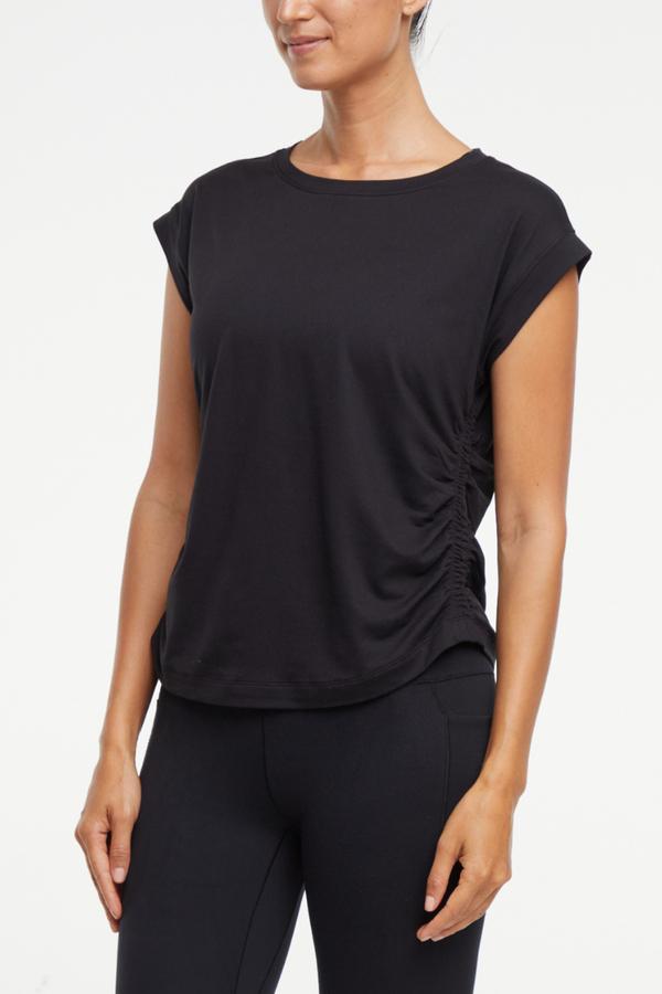 Zoey Short Sleeve Top, alternate angle view, showing visible design features and texture of the soft knit fabric..