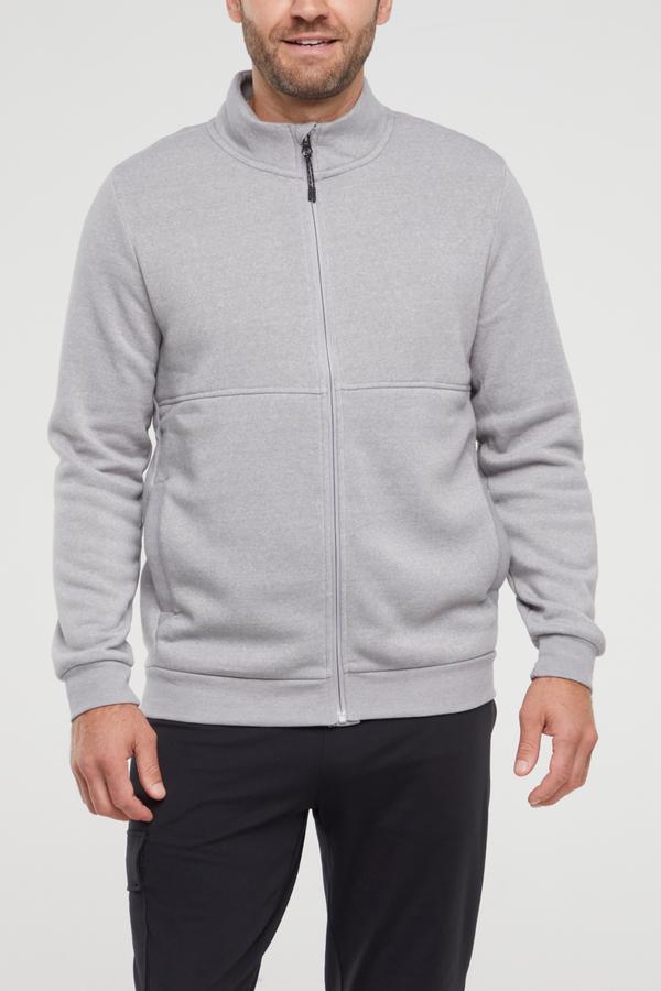 Balance Collection For Men Ace Fleece Jacket, close-up view of fabric and stitching, showing visible design features and texture of the smooth woven..