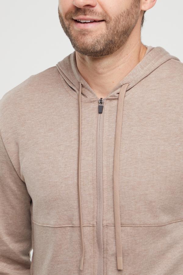 Balance Collection For Men Track Hoodie, back view, showing visible design features and texture of the soft fleece fabric..