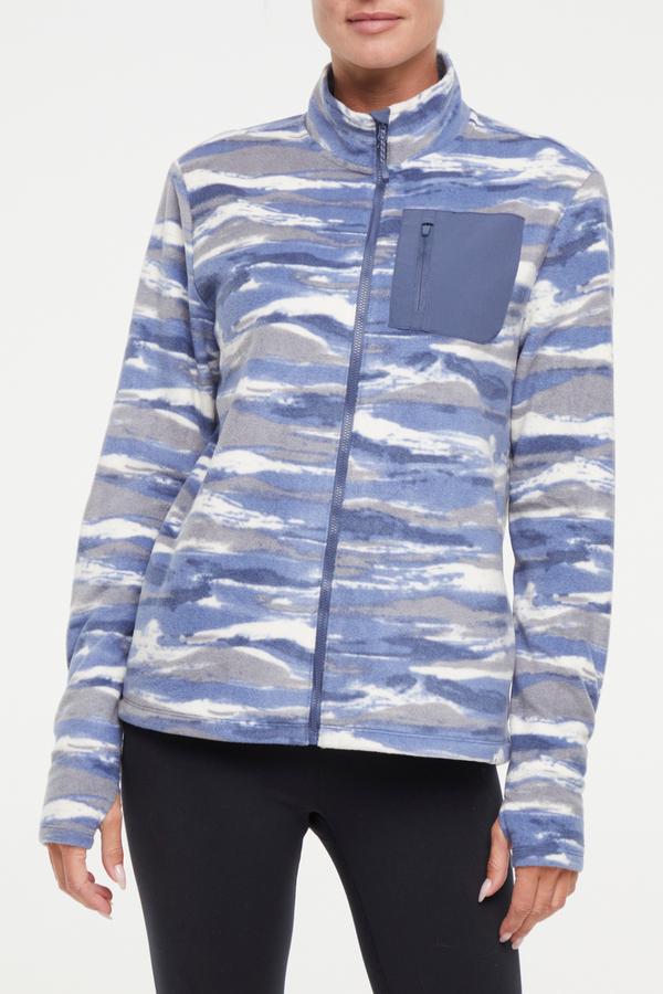 Treeline Fleece Jacket - Vintage Indigo, alternate angle view, showing visible design features and texture of the smooth woven fabric..