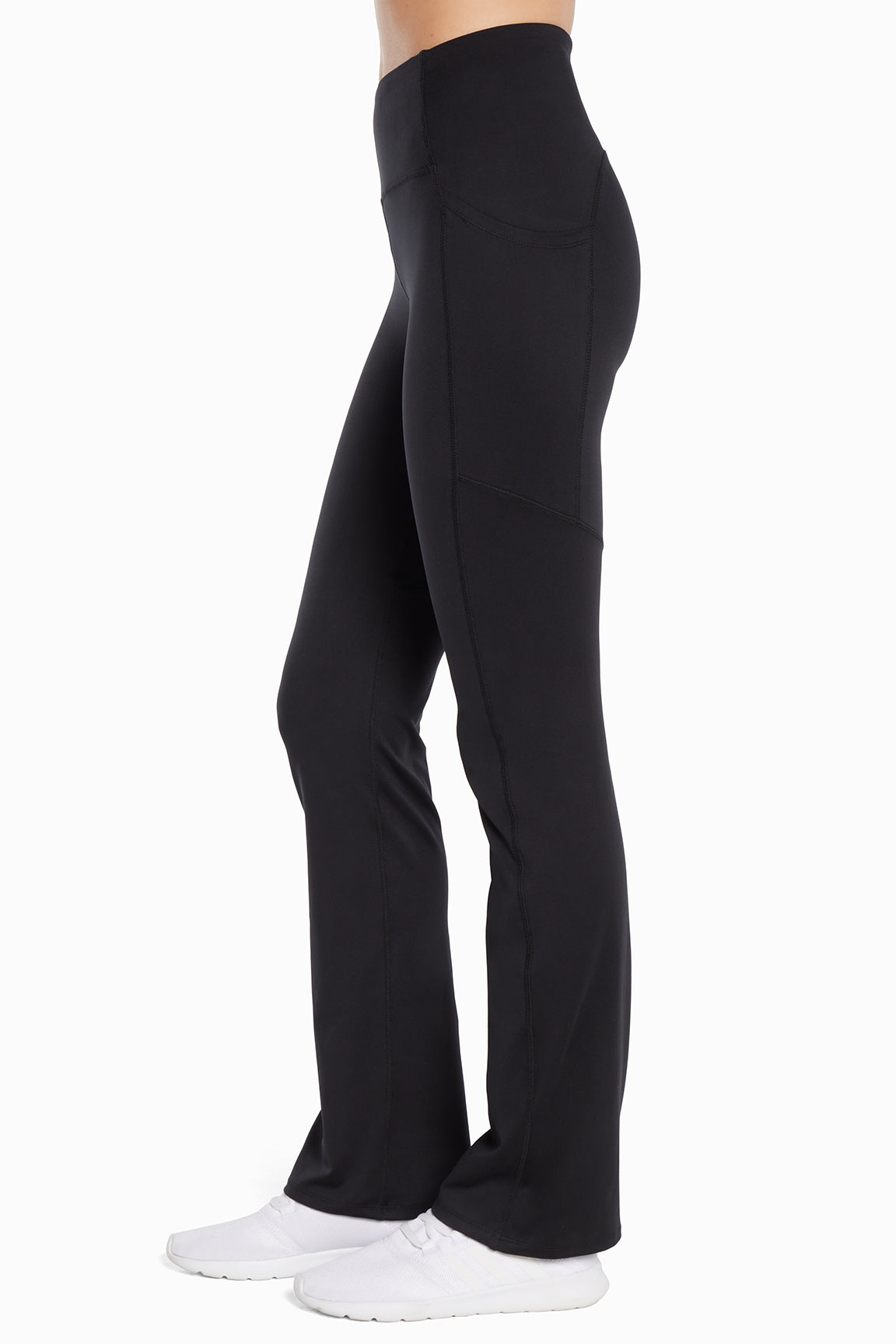 Della Pant - Black, alternate angle view, showing visible design features and texture of the durable stretch fabric..