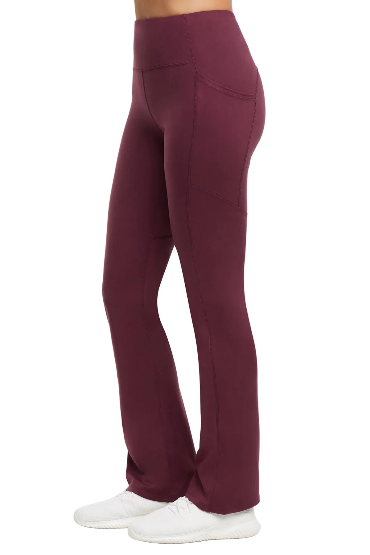 Della Pant - Fig, alternate angle view, showing visible design features and texture of the durable stretch fabric..