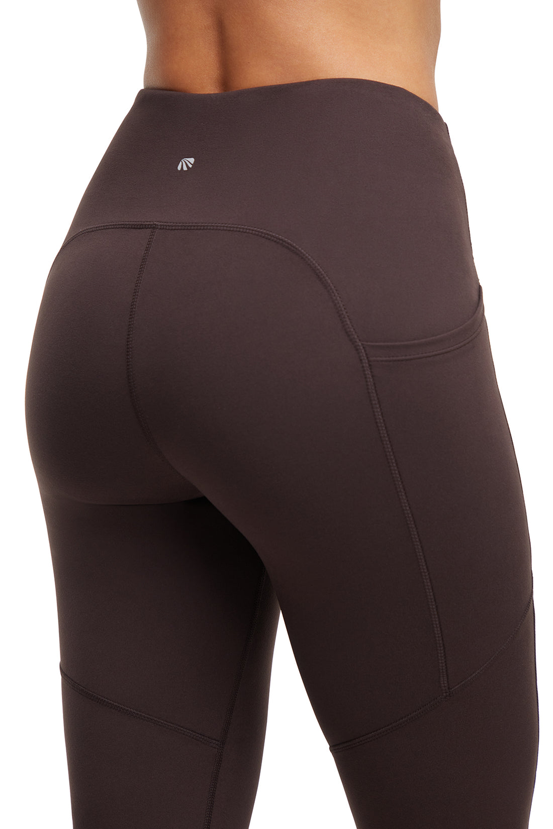 Della Pant - Black Coffee, side view showing pocket placement, showing visible design features and texture of the durable stretch fabric..