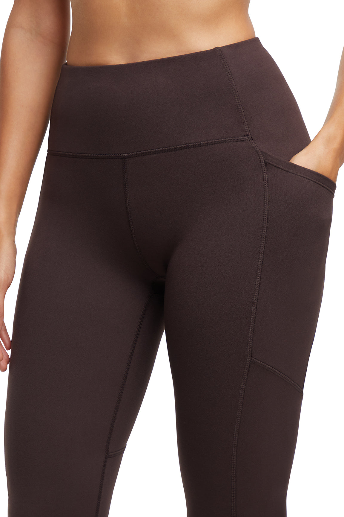 Della Pant - Black Coffee, back view, showing visible design features and texture of the durable stretch fabric..