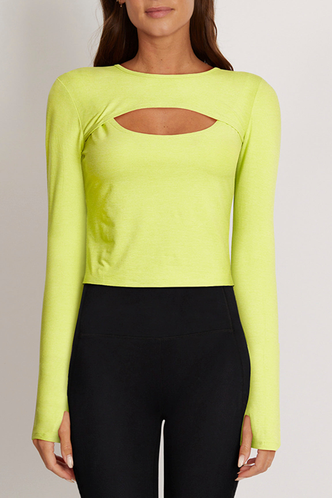 Larissa Long Sleeve Top, front view, showing visible design features and texture of the soft knit fabric..