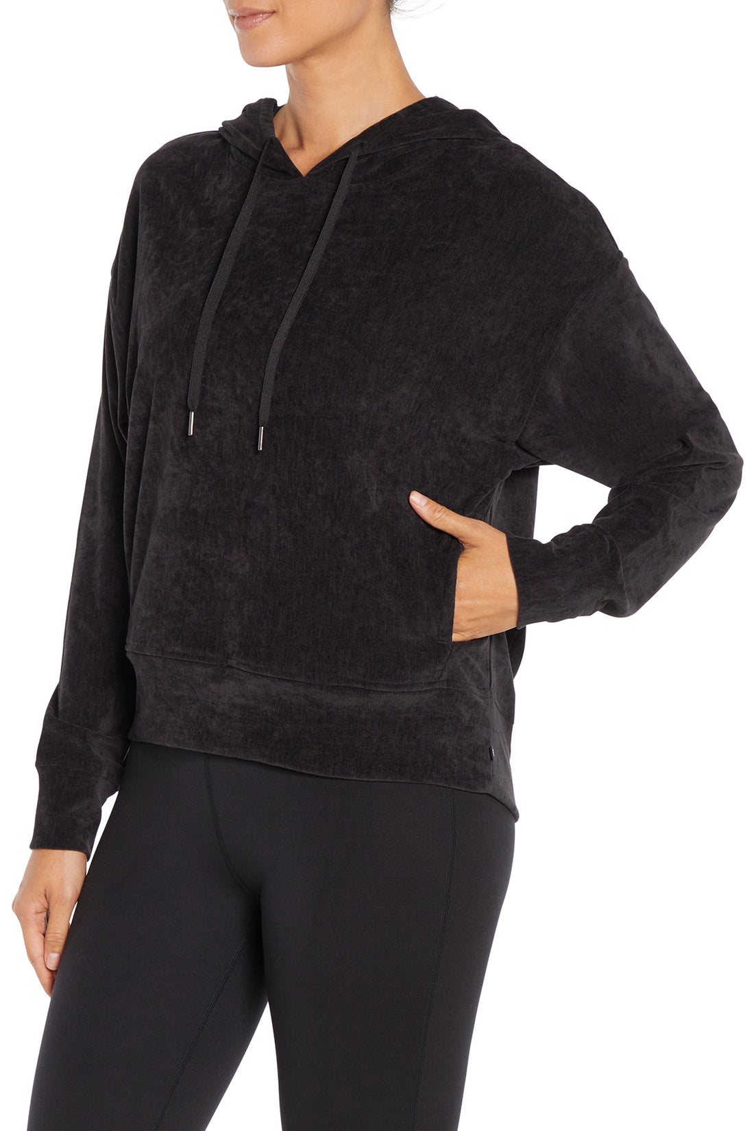Ruth Hoodie, front view, showing visible design features and texture of the soft fleece fabric..