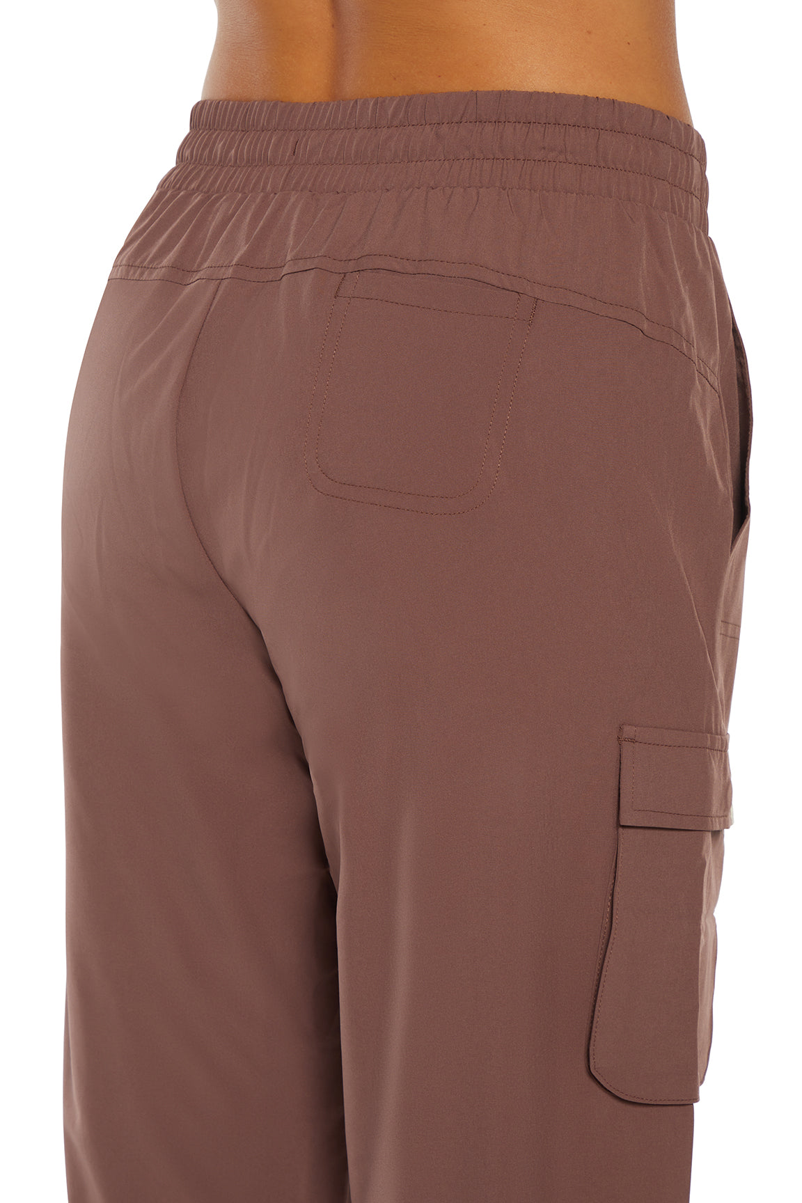 Eve Lined Pant, close-up view of fabric and stitching, showing visible design features and texture of the durable stretch fabric..