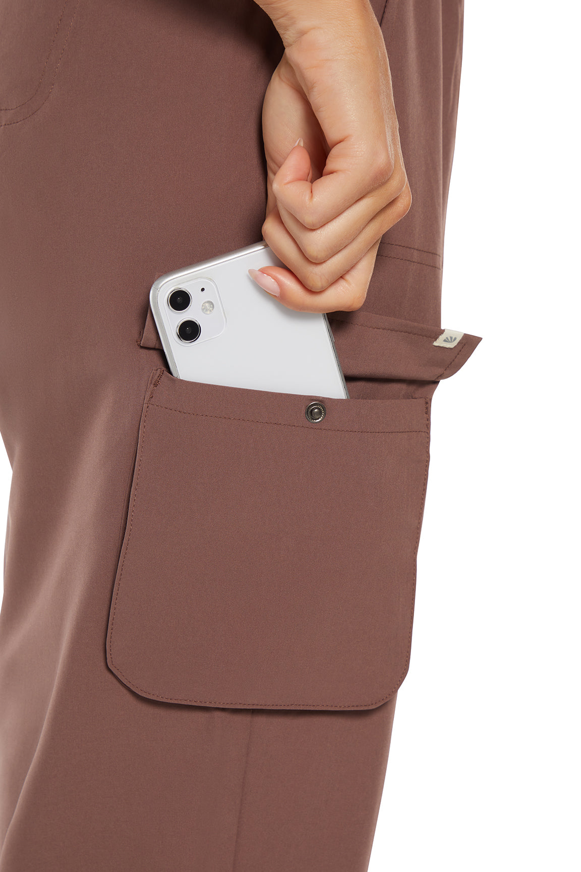 Eve Lined Pant, back view, showing visible design features and texture of the durable stretch fabric..