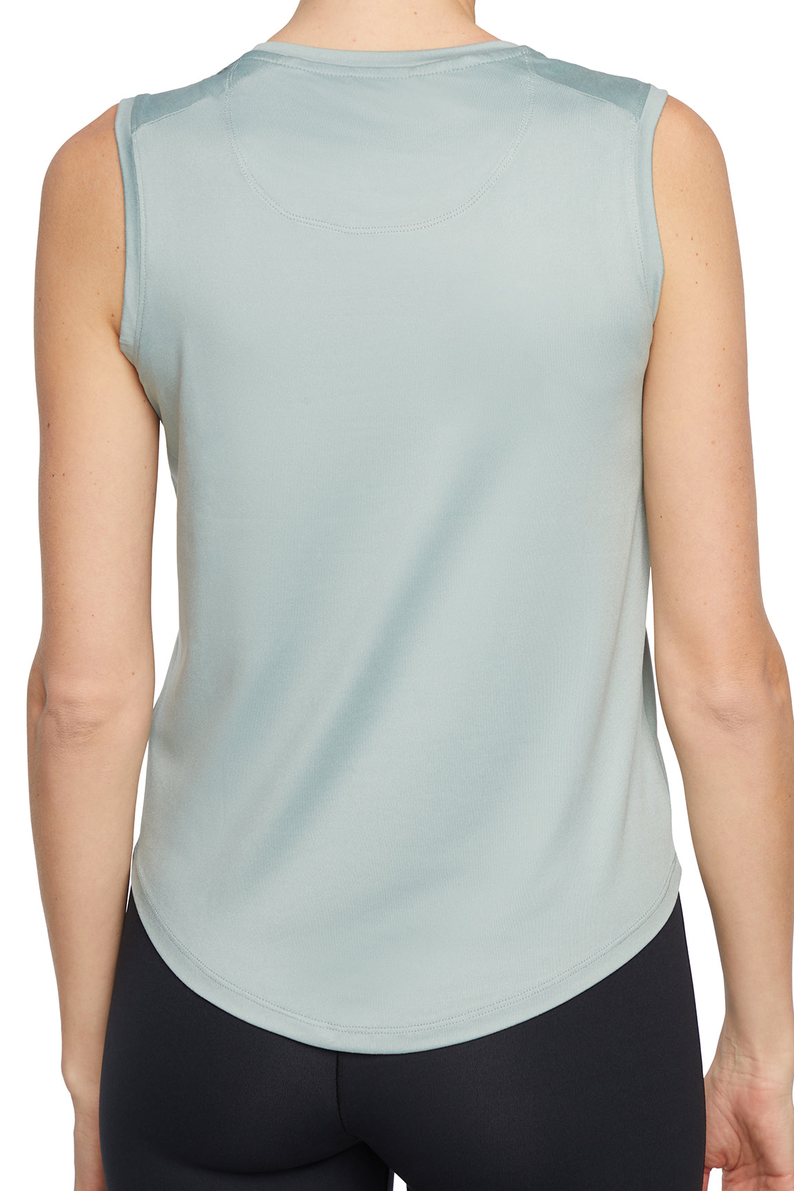 Mili Tank, close-up view of fabric and stitching, showing visible design features and texture of the soft knit fabric..