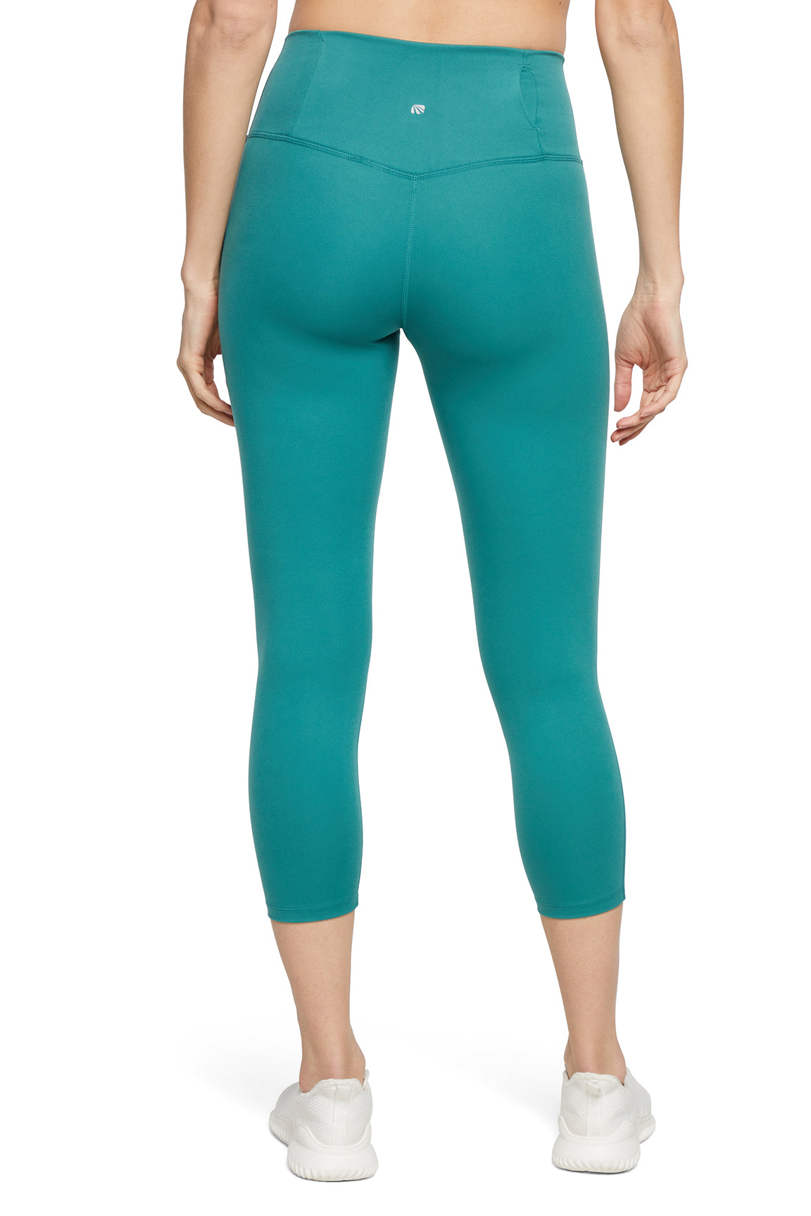 Fia Mid Calf Capri, alternate angle view, showing visible design features and texture of the soft knit fabric..