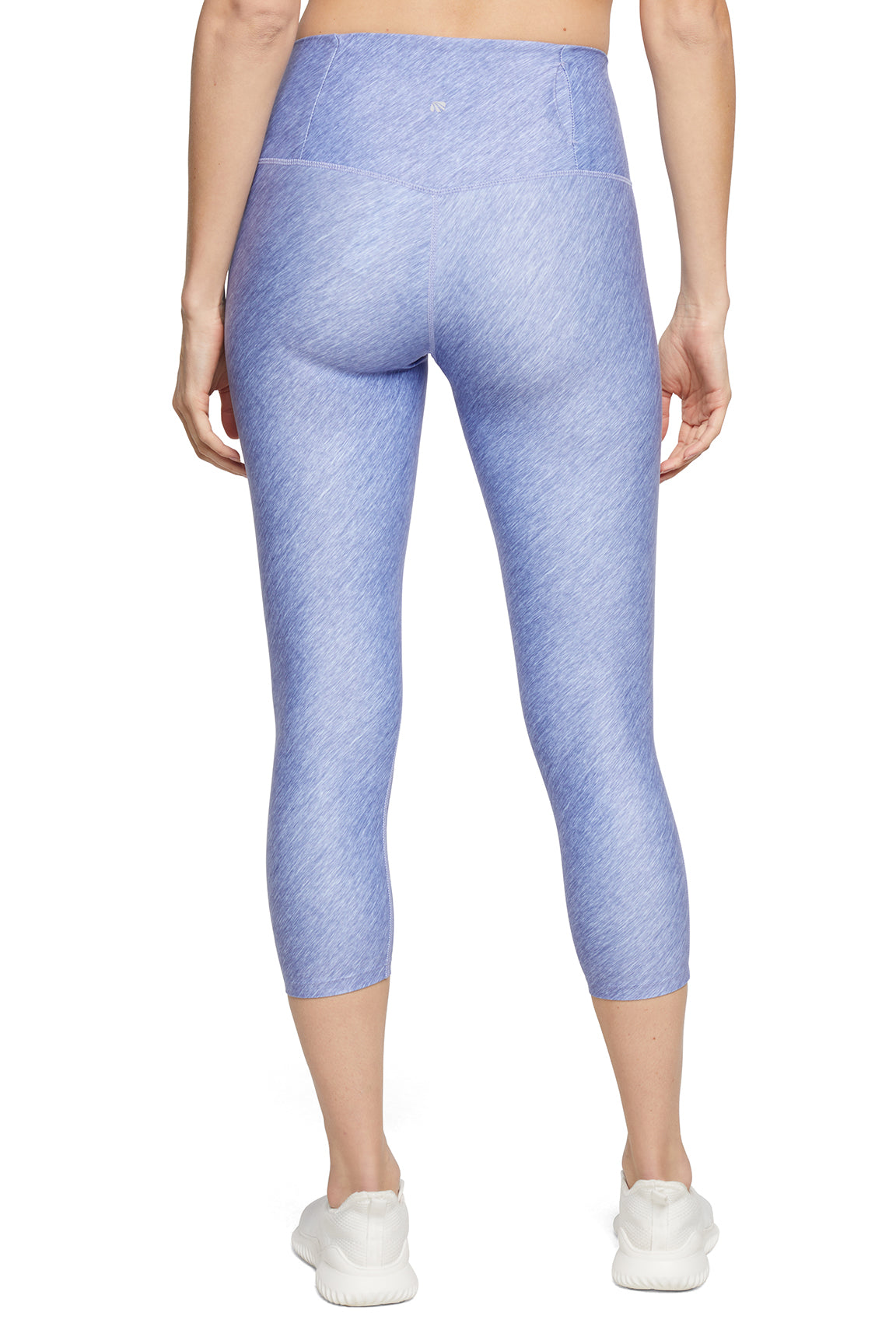 Fia Mid Calf Capri, back view, showing visible design features and texture of the soft knit fabric..