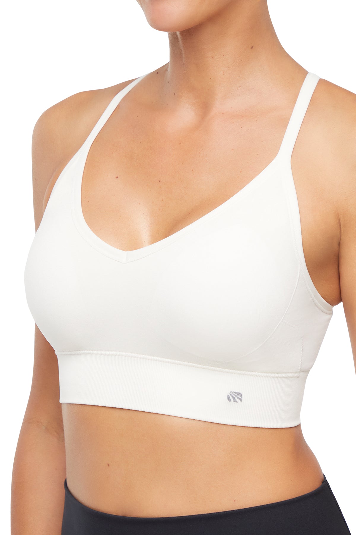 2 Pack London Seamless Sports Bra - Egret Tidal, alternate angle view, showing visible design features and texture of the soft knit fabric..