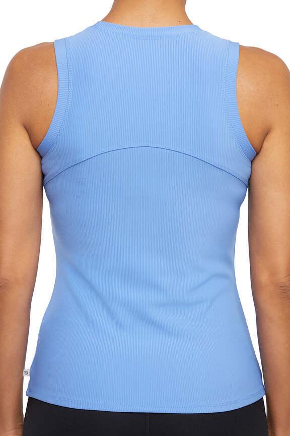Janie Rib Tank - Granada Sky, alternate angle view, showing visible design features and texture of the soft knit fabric..