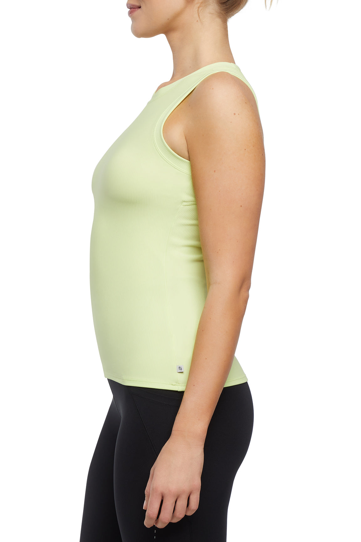 Janie Rib Tank, alternate angle view, showing visible design features and texture of the soft knit fabric..