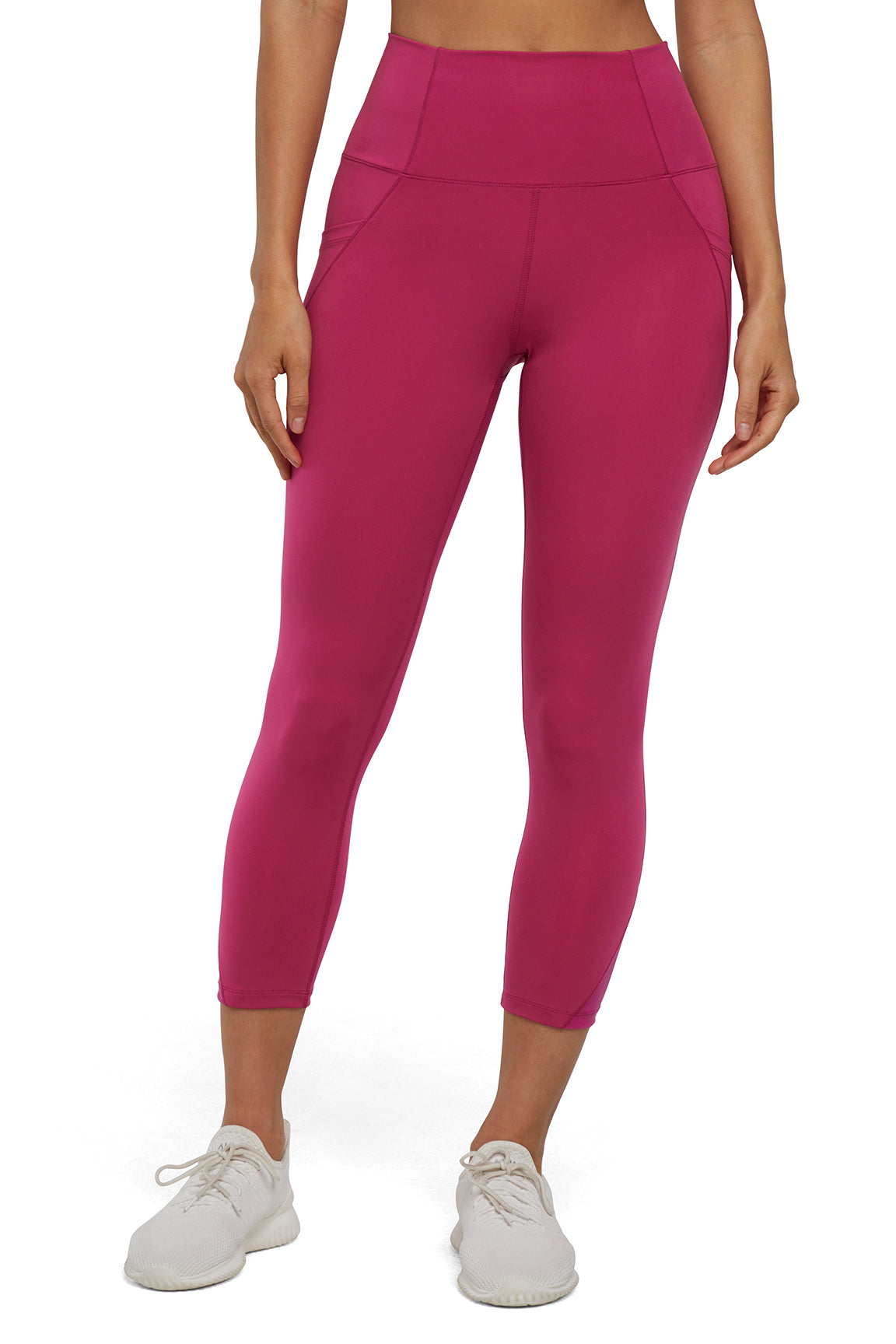 Jenny Side Pocket Mid Calf Capri - Cactus Flower, alternate angle view, showing visible design features and texture of the soft knit fabric..