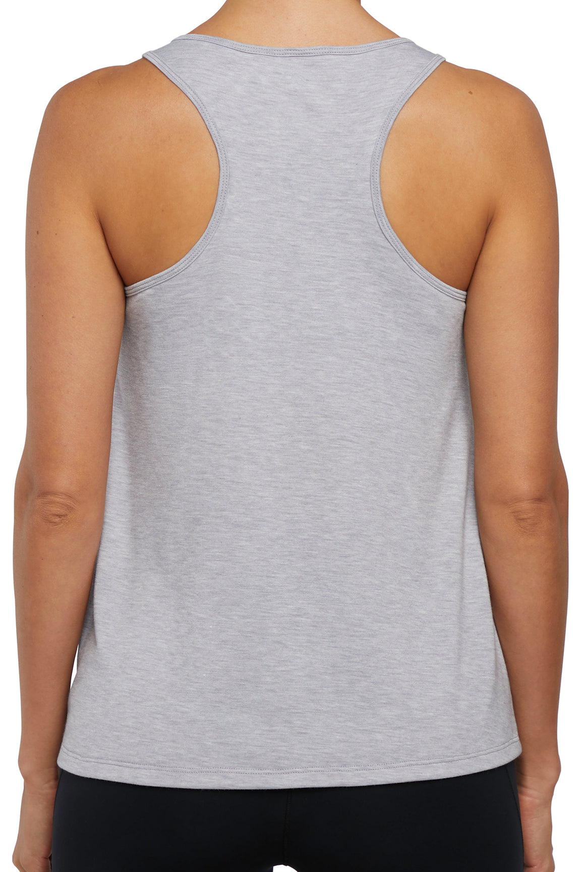 Anaya 2-Layer Tank, alternate angle view, showing visible design features and texture of the soft knit fabric..
