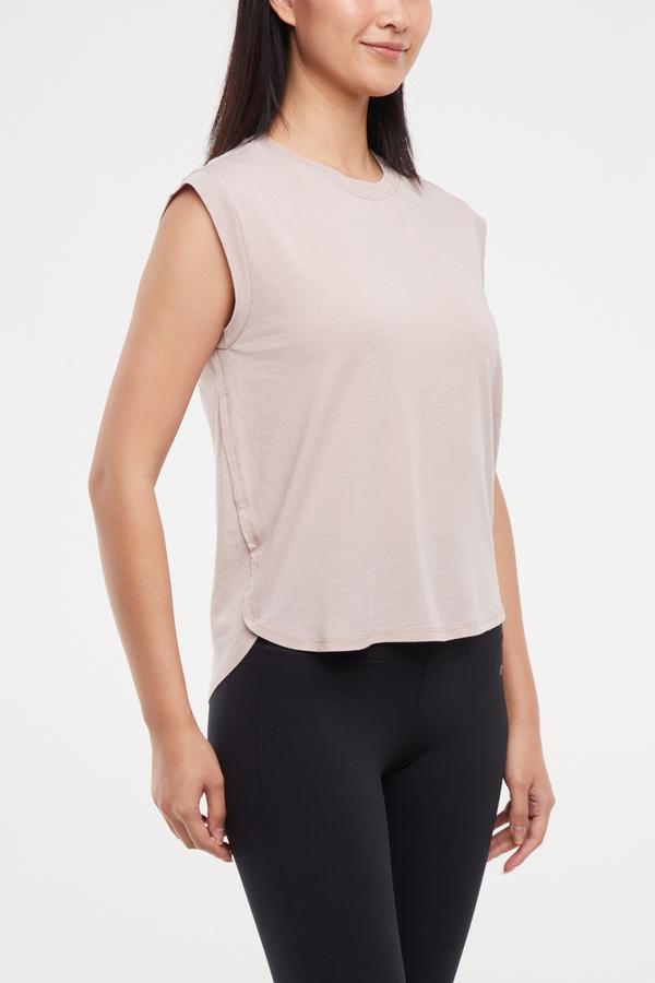 Leona Short Sleeve Top, alternate angle view, showing visible design features and texture of the soft knit fabric..