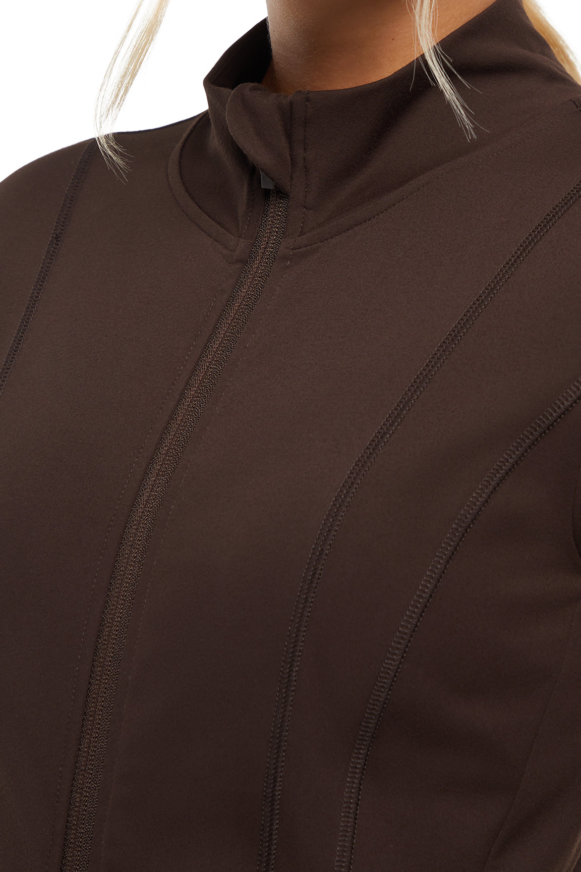 Kate Jacket, alternate angle view, showing visible design features and texture of the smooth woven fabric..