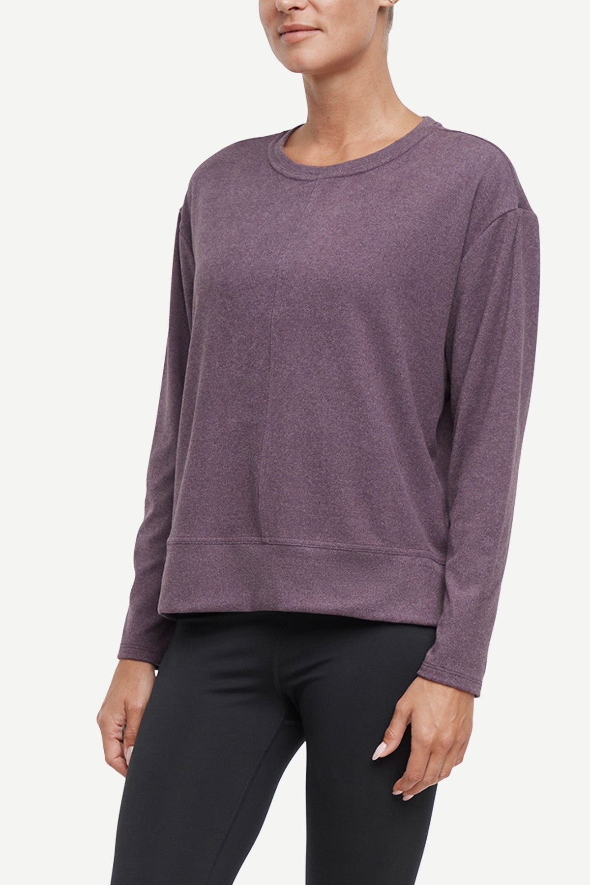 Riley Pullover, alternate angle view, showing visible design features and texture of the soft knit fabric..