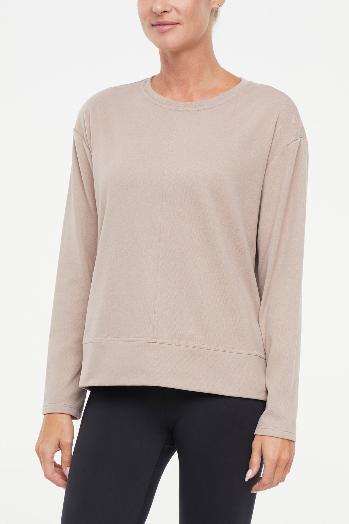 Riley Pullover, alternate angle view, showing visible design features and texture of the soft knit fabric..