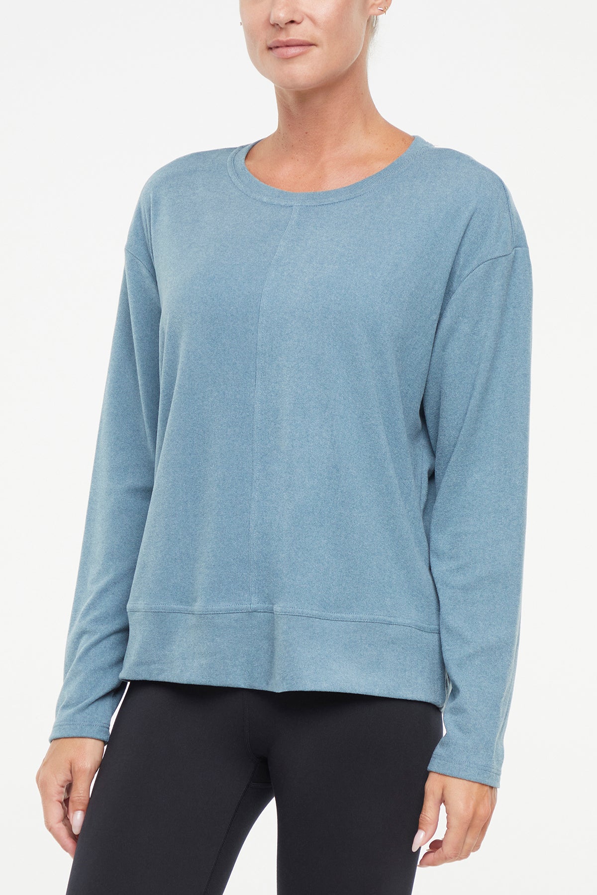 Riley Pullover, alternate angle view, showing visible design features and texture of the soft knit fabric..