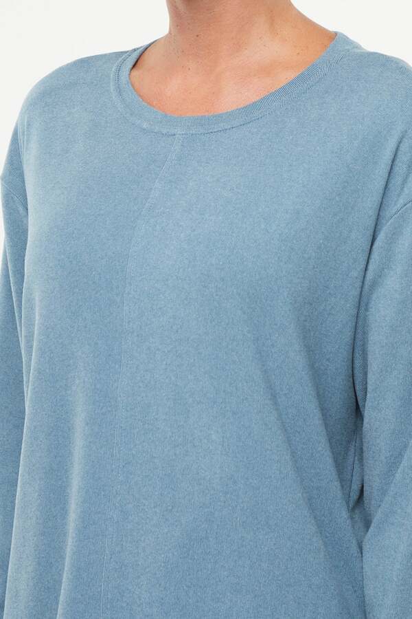 Riley Pullover, alternate angle view, showing visible design features and texture of the soft knit fabric..