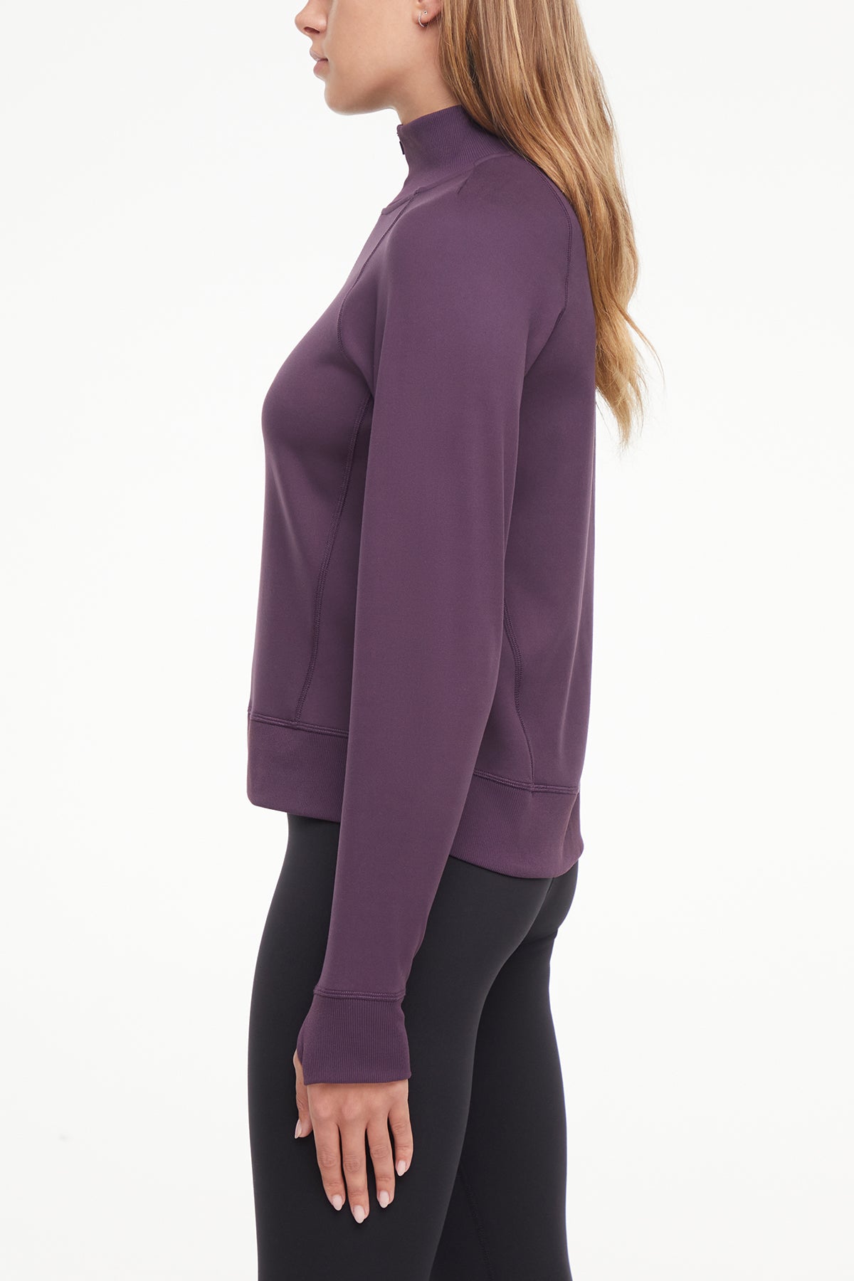Mia 1/4 Zip Pullover, alternate angle view, showing visible design features and texture of the soft knit fabric..