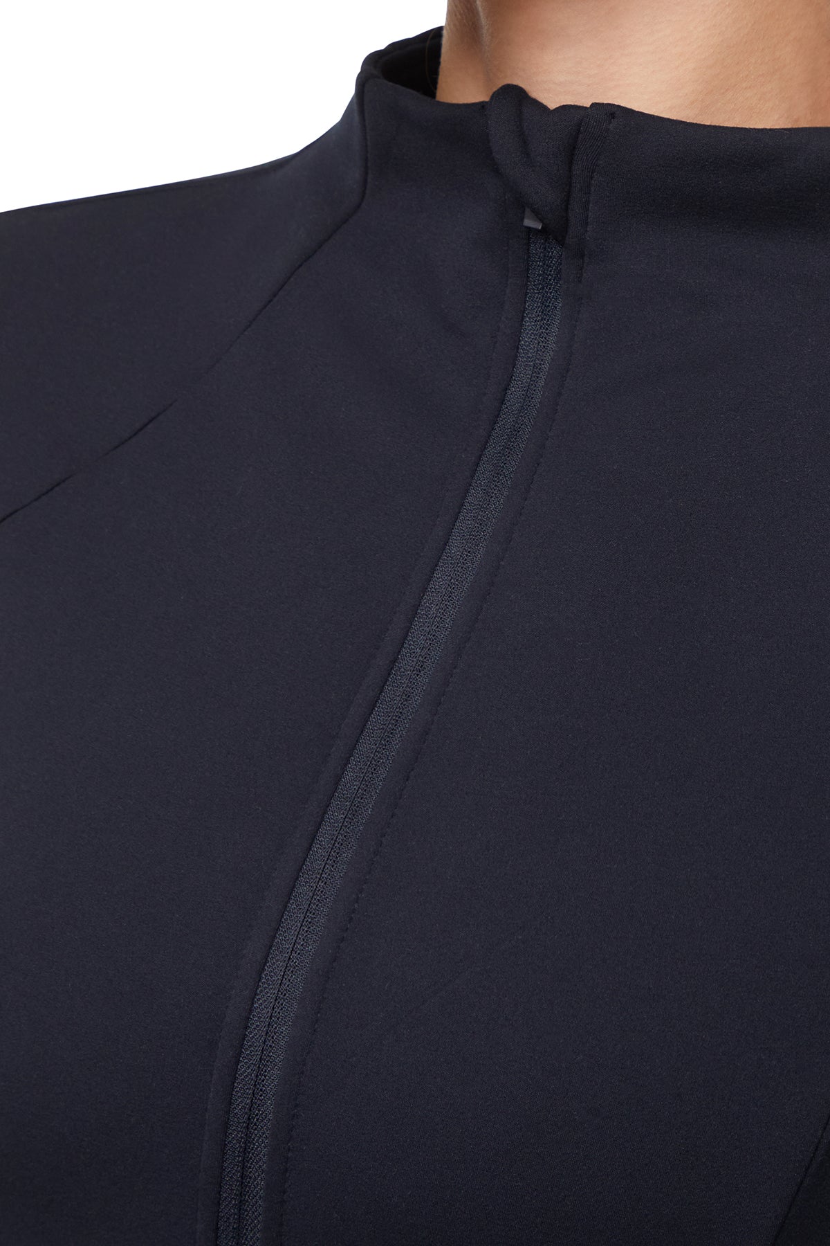 Audrie Jacket, alternate angle view, showing visible design features and texture of the smooth woven fabric..