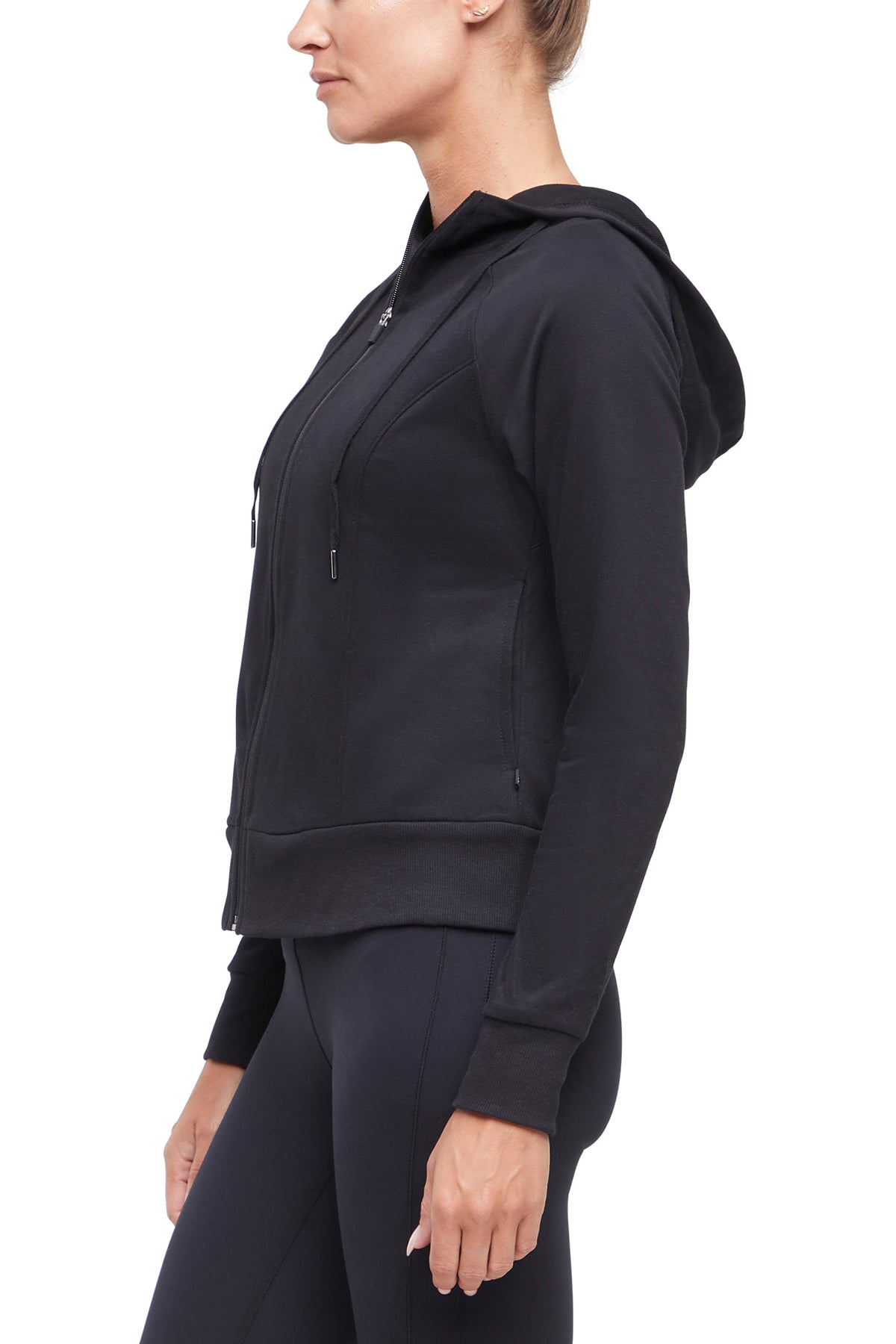 Lyla Jacket, alternate angle view, showing visible design features and texture of the smooth woven fabric..