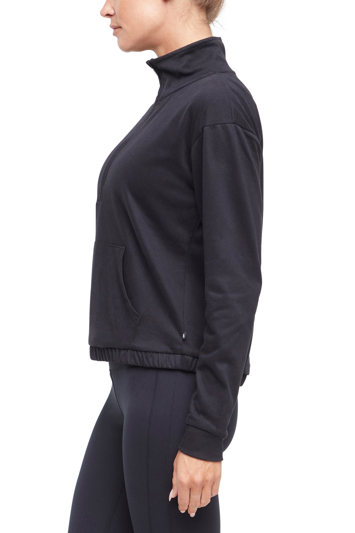 Lyla 1/2 Zip Pullover, alternate angle view, showing visible design features and texture of the soft knit fabric..