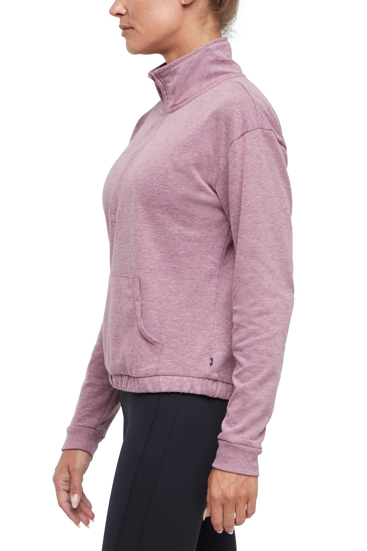 Lyla 1/2 Zip Pullover, alternate angle view, showing visible design features and texture of the soft knit fabric..