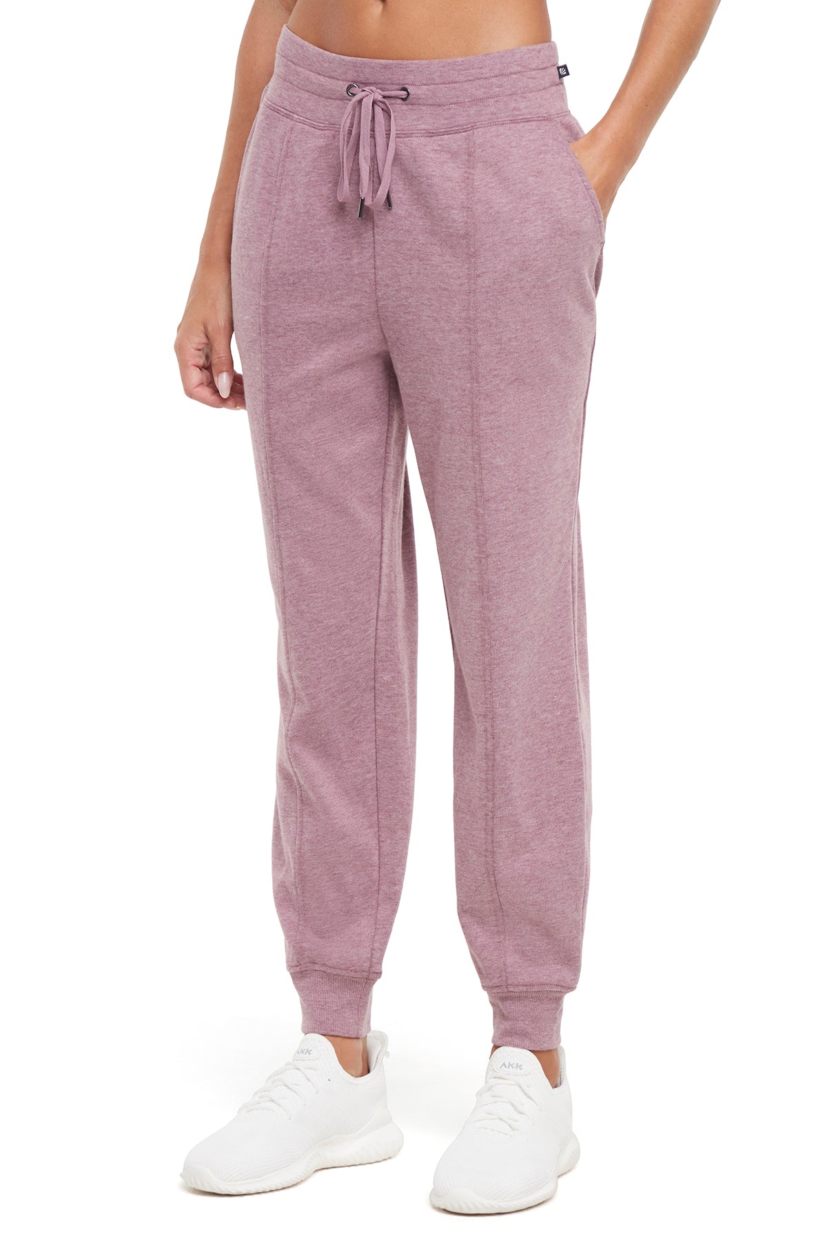Lyla Jogger, front view, showing visible design features and texture of the soft knit fabric..