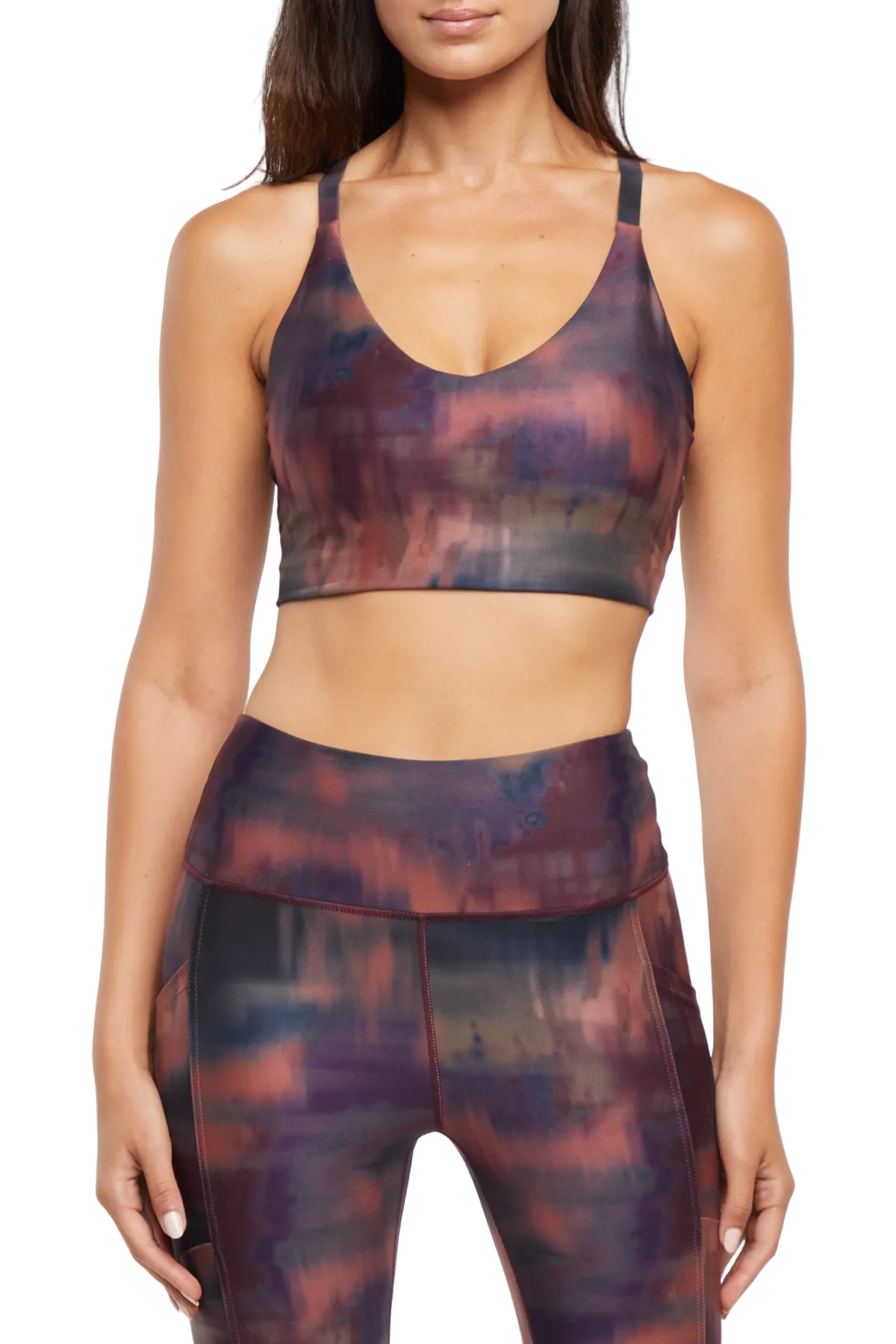 Clarissa Sports Bra, alternate angle view, showing visible design features and texture of the soft knit fabric..