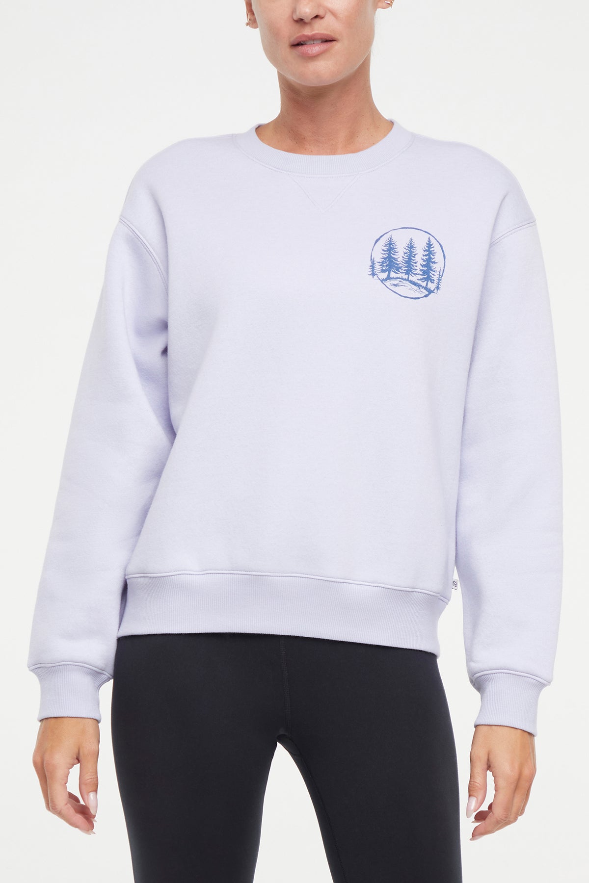 Meira Fleece Sweatshirt, alternate angle view, showing visible design features and texture of the soft knit fabric..