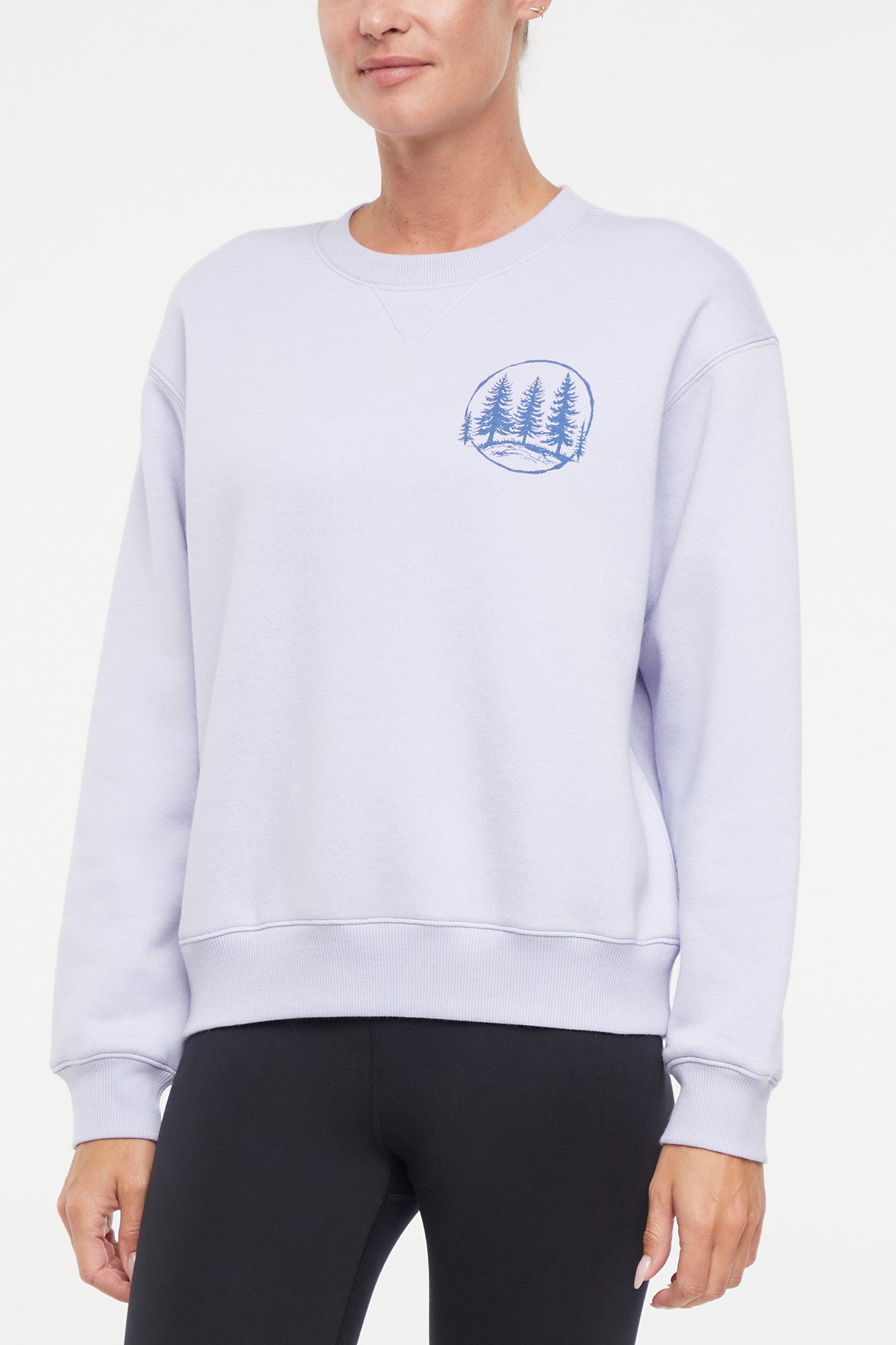 Meira Fleece Sweatshirt, alternate angle view, showing visible design features and texture of the soft knit fabric..