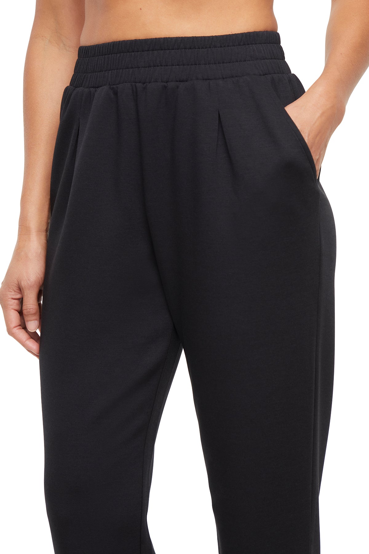 Sage Jogger, alternate angle view, showing visible design features and texture of the soft knit fabric..