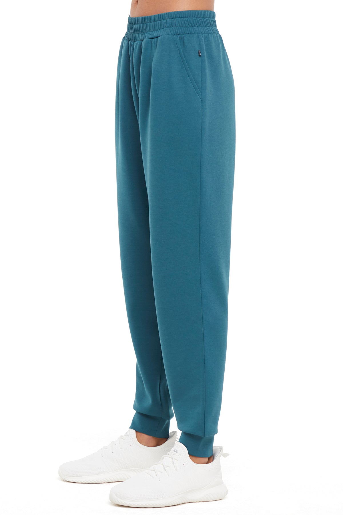 Sage Jogger, alternate angle view, showing visible design features and texture of the soft knit fabric..