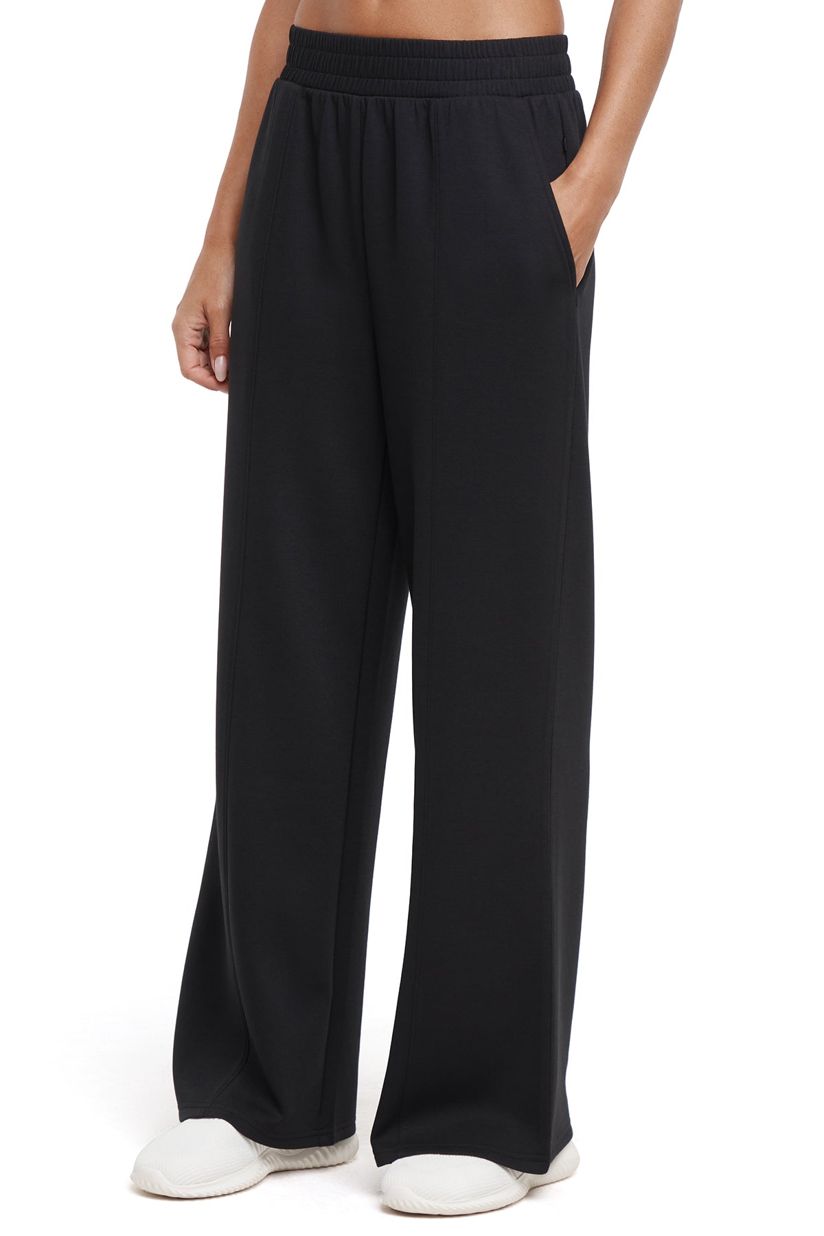 Sage Wide Leg Pant, alternate angle view, showing visible design features and texture of the durable stretch fabric..