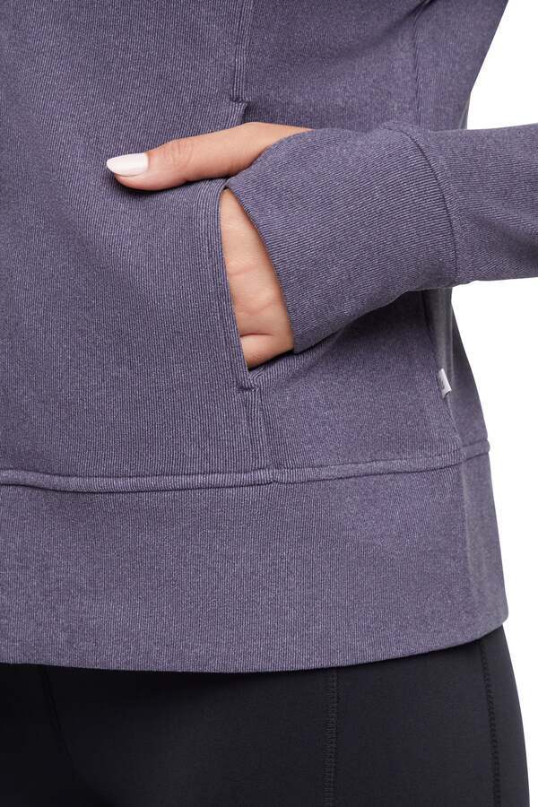 Riley Full Zip Hoodie, alternate angle view, showing visible design features and texture of the soft fleece fabric..