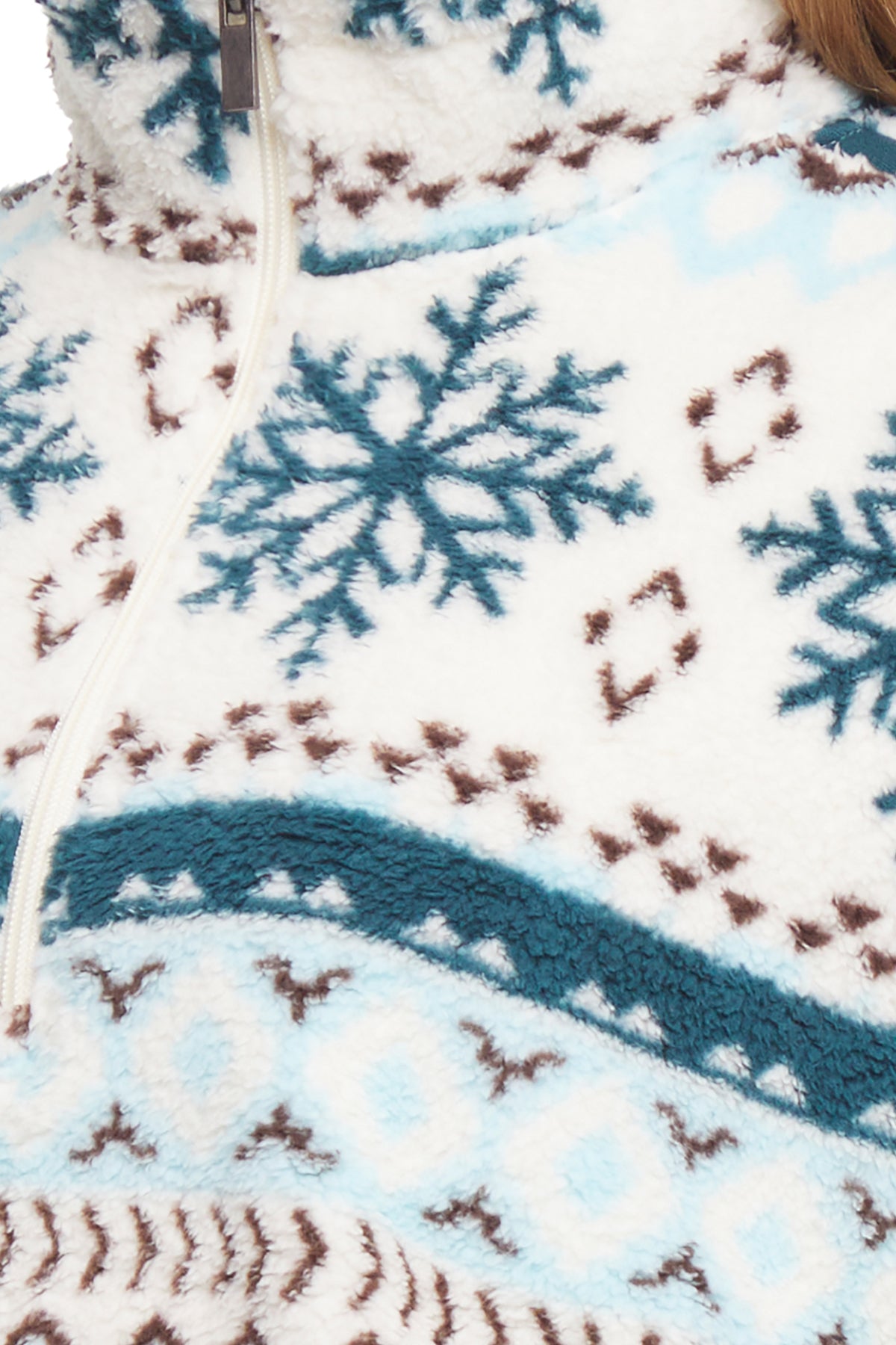 Caliste 1/4 Zip Sherpa Pullover, alternate angle view, showing visible design features and texture of the soft knit fabric..