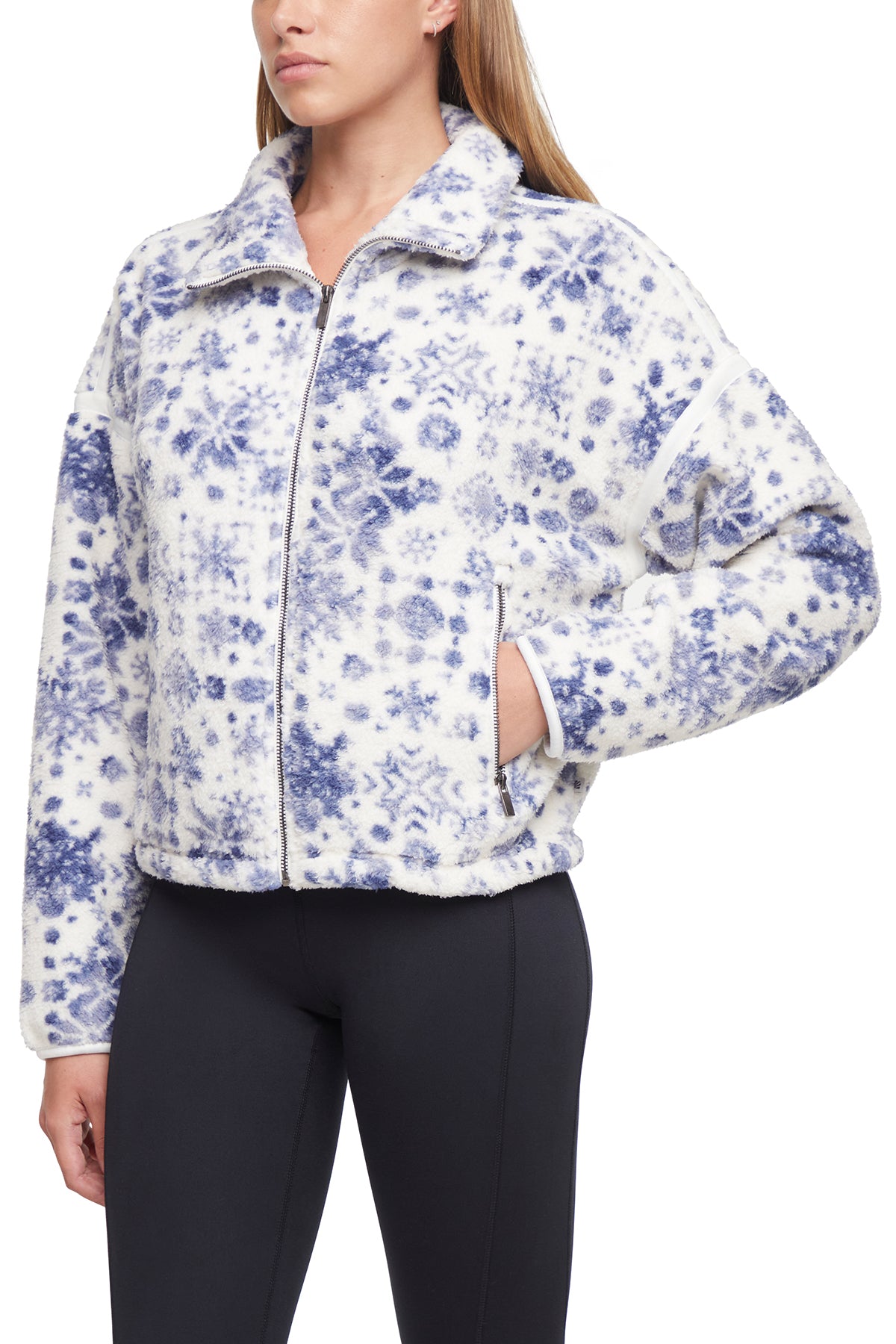 Blair Sherpa Jacket, front view, showing visible design features and texture of the smooth woven fabric..